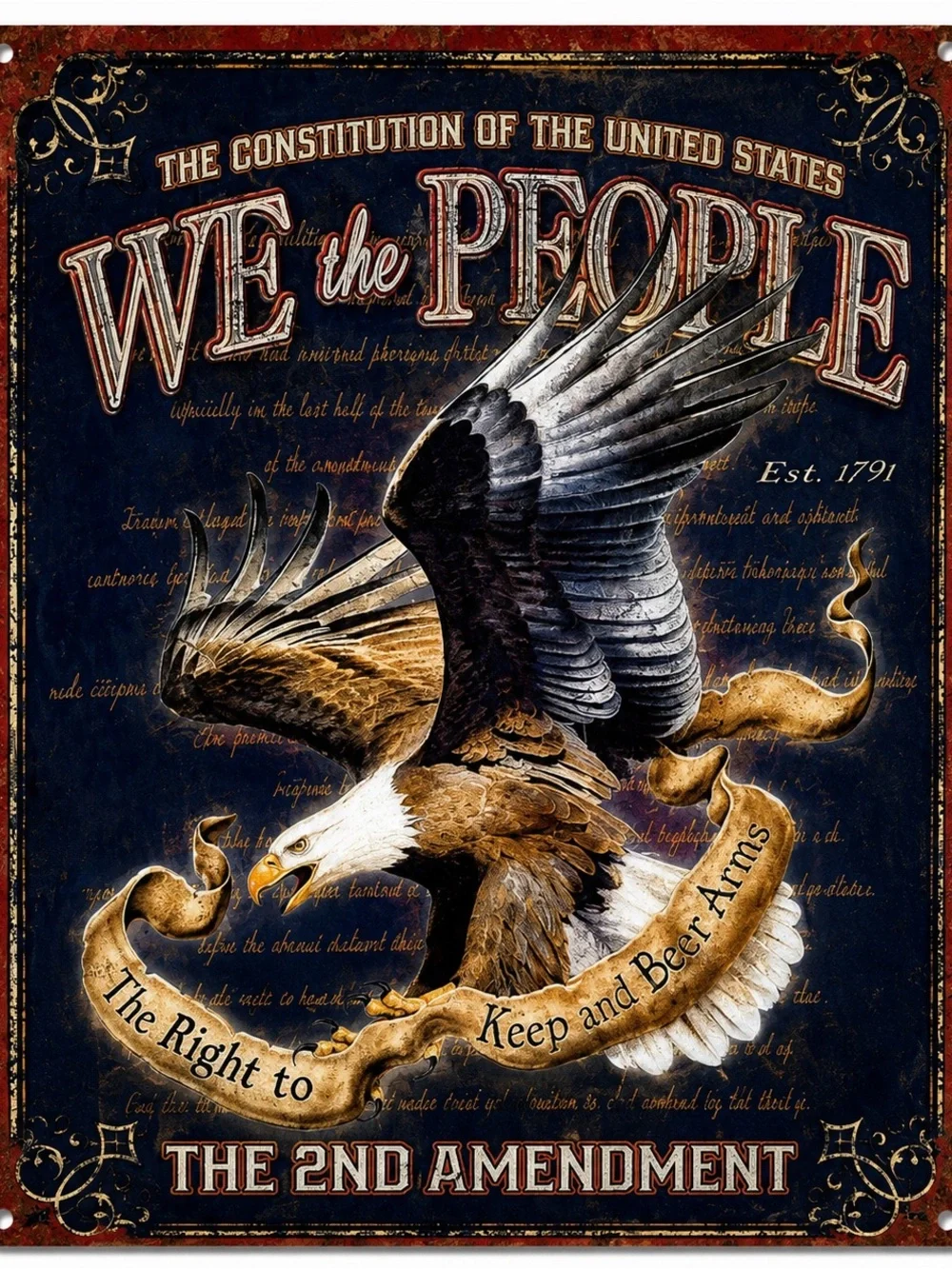 NEW We the People Constitution 2nd Amendment Metal Sign